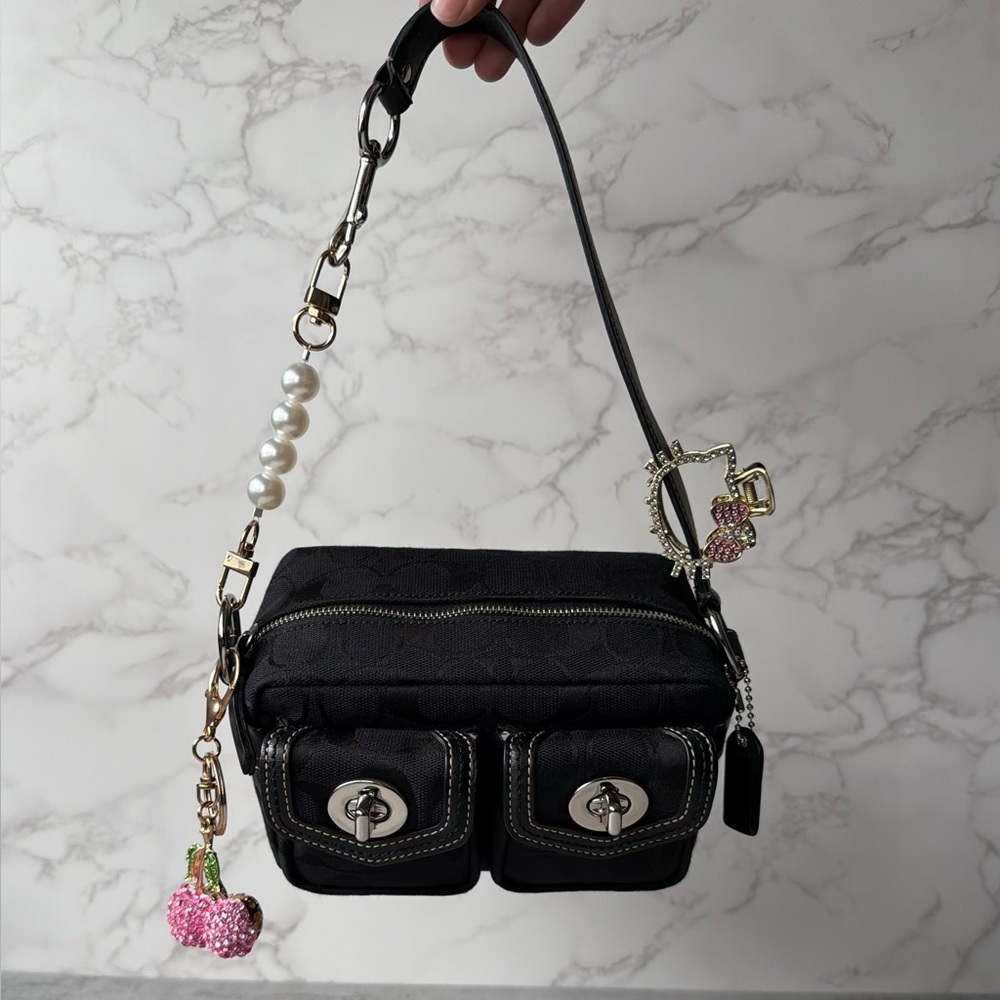 Black Coach Mini Turn Lock Legacy Satche